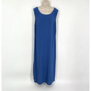 Maggy London Silk Sleeveless Maxi Dress Sz 22 Blue Lined Tie Sash Wedding Plus